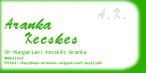 aranka kecskes business card